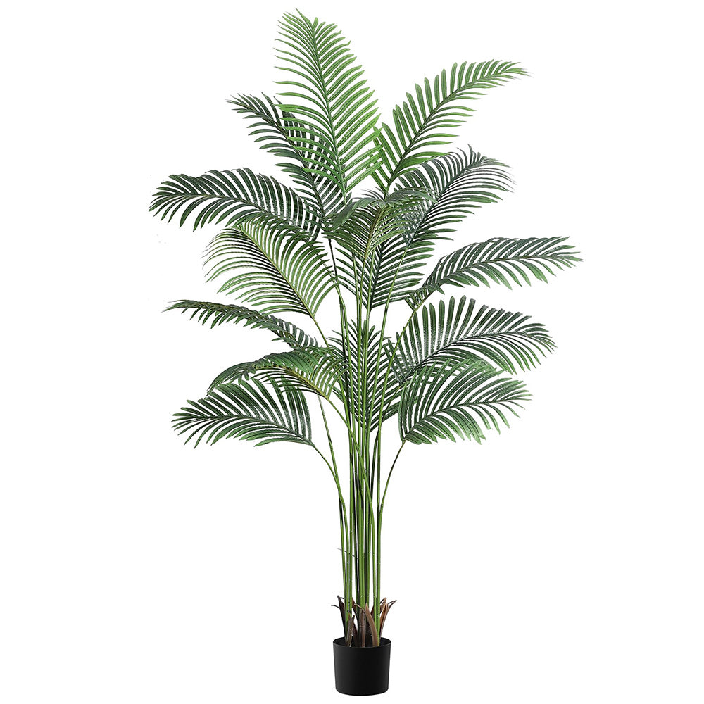 GARVEE 6ft Artificial Palm Tree with Straw Pot, Fake Areca Palm Plant Faux Tropical Palm Silk Plant with 15 Trunks House Plant for Indoor Outdoor Home Office Garden Decoration