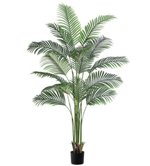 6ft Artificial Palm Tree with Straw Pot, Fake Areca Palm Plant Faux Tropical Palm Silk Plant with 15 Trunks House Plant for Indoor Outdoor Home Office Garden Decoration