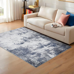 GARVEE Living Room Rug 9x12 Modern Abstract Area Rug Washable Rug Large Area Rug With Non-Slip Backing Stain Resistant Indoor Carpet Low Pile Folding Throw Carpet For Apartment Playroom,Blue