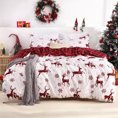 GARVEE Christmas Duvet Cover Twin for Kids, Soft Brushed Microfiber Comforter Cover Sets, Reindeer Printed Holiday Theme Bedroom Decorative Bedding (Twin Size, Red Plaid Deer)