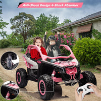 GARVEE 2-Seater Can-Am Ride-On UTV: 4WD, Remote Control, 2x24V Batteries, 4x200W Motors, 23" Seat, EVA Tires, Spring Suspension, for Kids - Pink