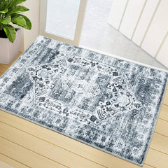 GARVEE Area Rug Vintage Rug Machine Washable Rug for Bedroom Living Room Indoor Floor Cover Foldable Lightweight Thin Rug Distressed Carpet Non Slip Chenille Rug - Grey / 2'x3'