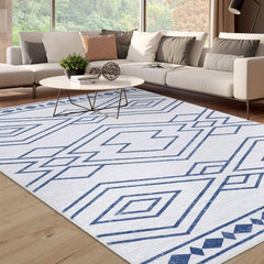 GARVEE Washable Rug 9x12 Modern Geometric Area Rug Non Slip Large Area Rug Low Pile Farmhouse Rug Non Shedding Distressed Throw Rugs Floor Carpet for Living Room Bedrooms, Taupe