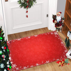 GARVEE Christmas Door Mat 2x3 Rug Washable Rugs Red Christmas Home Decor Snowflake Entry Mat Kitchen Mat Non Slip Carpet Bathroom Rugs Small Rug, Red 2'x3'