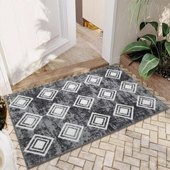 GARVEE Washable Area Rug 3x5 Non-Slip Indoor Rug for Kitchen Entryway Low-Pile Front Door Mat for Bedroom Entry Foyer Laundry Room, Black/Grey