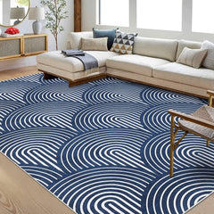 GARVEE 8x10 Living Room Rug Washable Rug Large Modern Area Rugs for Bedroom Non Slip Backing Throw Carpet Indoor Soft Thin Rug Contemporary Lines Print Accent Rug for Bedroom Dining Office Navy