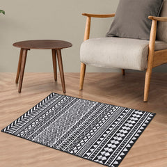 GARVEE 2x4 Small Entryway Rug Washable Indoor Doormat Non-Slip Floor Carpet Stain Resistant Boho Rug Moroccan Mat for Living Room Bedroom Kitchen, Black