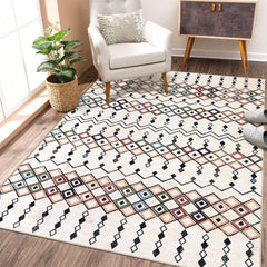 GARVEE Vintage Boho Area Rug 8x10 Moroccan Design Soft Washable Non-Slip Backing Low Pile Synthetic Fibers for Living Room