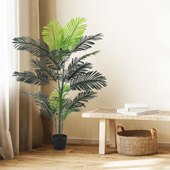 4FT Artificial Areca Palm Plant Fake Palm Tree, Home Decor Indoor Outdoor Artificial Areca Tall Palm Tree Potted Plant for Home Office Housewarming Gift