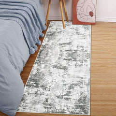 GARVEE Area Rug Living Room 3x5 Modern Abstract Anti-Slip Area Rug Low Pile Distressed Rug Machine Washable Coastal Grey Rugs Floor Mats for Home High Traffic Area - Green/Grey / 2'x8'