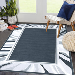 GARVEE 8x10 Living Room Rug Modern Washable Rug Bordered Bedroom Rug Low Pile Non-Slip Floor Cover Indoor Non-Shedding Foldable Throw Carpet for Dining Room Home Office Playroom Nursery Grey