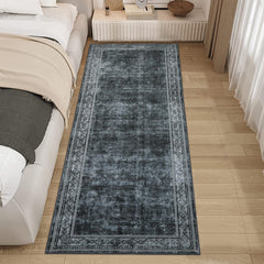 GARVEE Contemporary Bordered Runner Rug 2x6 Non-Slip, Washable, Soft Polyester, Foldable, Thin, for Hallway, Kitchen, Bedroom, Living Room