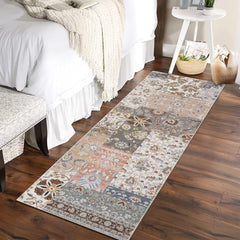 GARVEE Runner Rug 2x8 Washable Hallway Rug Vintage Distressed Area Rugs Indoor Floor Cover Carpet Rug Soft Velvet Mat Foldable Accent Rug for Kitchen Entryway Bedroom, 2'x8', Beige