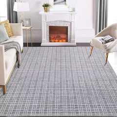 GARVEE 5x7 Washable Rug Non Slip Modern Checkered Rug Soft Faux Wool Floor Carpet Indoor Contemporary Plaid Print Rug Non Shedding Throw Carpet for Bedroom Living Room Dining Room Office Grey