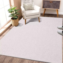 GARVEE Boho Area Rug 3x5 Solid Entryway Mat Washable Rug Indoor Low Pile Area Rug Casual Contemporary Solid Easy-Cleaning Bedroom Kitchen Living Room Rug Non-Slip Foldable Accent Rug Beige