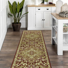 GARVEE Vintage Runner Rug for Hallway Long Floral Rug Non-Shedding Laundry Room Rug Non-Shedding Kitchen Runner Rug Hallway Rug Laundry Rug Aesthetic Bedside Rug, Bathroom Rug Runner 2x6, Red