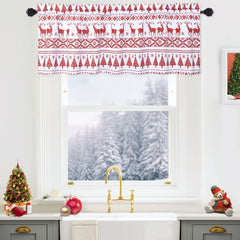 GARVEE Christmas Tree and Deer Valance Curtain for Bathroom, Boho Style Valance Curtains for Windows, Xmas Home Decorations Kitchen Valance Curtain Cafe Curtains, 52