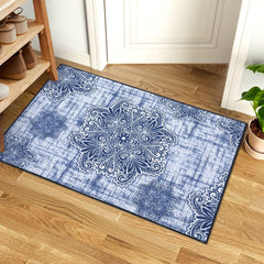 GARVEE Small Area Rug 2x3 Medallion Vintage Rugs Non-Slip Backing Entryway Rug Stain Resistant Low Pile Ultra-Thin Carpet Rug for Bathroom Bedroom Living Room, Navy