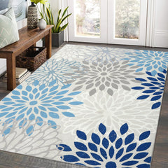 GARVEE Area Rug 5x7 Floral Vintage Rug Medallion Cottagecore Rug Machine Washable Rug for Bedroom Living Room Nursery Kids Playroom Floral Floor Mat Small Area Rug for Entry Way, Blue