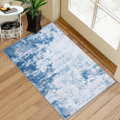 GARVEE Entryway Area Rug Modern Abstract Small Rug Contemporary Accent Rug Door Mat Non Slip Stain Resistant Floor Cover Carpet for Kitchen Living Room Bedroom Dining Room, 2' x 3', Blue