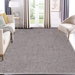 GARVEE 8x10 Area Rug for Living Room Machine Washable Area Rug Modern Solid Textured Rug Chenille Indoor Carpet Easy-Cleaning Foldable Rug Boho Non-Slip Throw Carpet for Bedroom Khaki