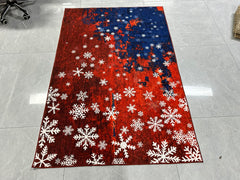 GARVEE Washable Rug 8x10 Area Rug for Bedroom Modern Christmas Rug Snowflake Living Room Rug Non Slip Carpet Soft Stain Resistant Large Area Rug for Holiday Dining Room Classroom 8'x10' Red&Blue