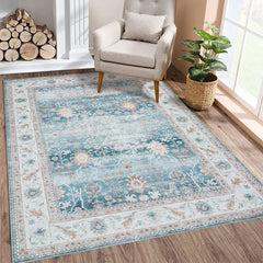 GARVEE Vintage Distressed Area Rug 3x5 Machine Washable Non-Slip Polyester for Living Room Bedroom Dining Room