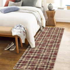 GlowSol Modern Runner Rug 2x6 Hallway Bathroom Rugs Washable Rugs for Living Room Bedroom Plaid Rug Tartan Area Rug Soft Carpet Farmhouse Small Rug Non Slip Kitchen Rugs Entryway Rug Laundry 2'x6' Red