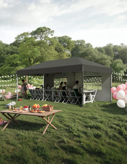 10ftx20ft Pop Up Canopy Tent with Sidewalls, 210D Oxford, Black