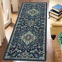 GARVEE Vintage Runner Rug for Hallway Long Floral Rug Non-Shedding Laundry Room Rug Non-Shedding Kitchen Runner Rug Hallway Rug Laundry Rug Aesthetic Bedside Rug, Bathroom Rug Runner 2x6, Blue