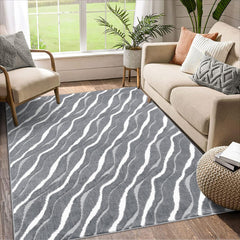 GARVEE 4x6 Dark Grey Rug for Living Room - High-Low Pile, Ultra Soft, Non-Slip, Abstract Design, Kid & Pet-Friendly, Modern Home Decor