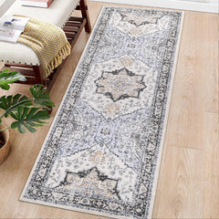 GARVEE Vintage Floral Washable Rug 2x6 - Soft Oriental Runner with Non-Slip Backing, Low Pile, Easy Maintenance, Ideal for High Traffic Areas
