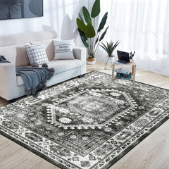 GARVEE Washable Area Rug 5x7 Vintage Boho Rugs Living Room Rug Non-Slip Tradational Rug for Bedroom, Low-Pile Retro Carpet Print Distressed Rug for Dining Room Office,5x7