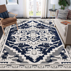 GARVEE Vintage Medallion Textured Area Rug for Living Room Traditional Indoor Low Pile Floor Cover Non Slip Backing Non-Shedding Throw Carpet for Bedroom Dining Room Home Office Floor Decor