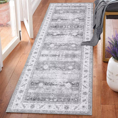 GARVEE 2x6 Runner Rugs for Living Room Bedroom Dining Room Kitchen Office Nursery Easy Care Boho Mats Indoor Floor Soft Foldable Carpet Washable Rug,Grey