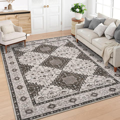 GARVEE Area Rug 10x13 Washable Rugs for Living Room Bedroom Office Nursery Distressed Oriental Vintage Area Rug Brown