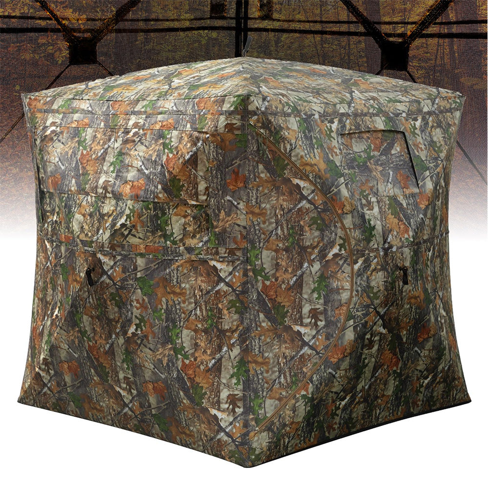 GARVEE Hunting Blind, Pop Up Ground Blinds for 2-3 People, 58" 58" 66" H with 270° See Through Windows and Silent Magnetic Door, Lightweight for Outdoor Hunting