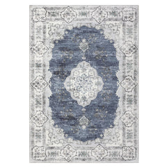 GARVEE Living Room Rug 9x12 Area Rug Washable Vintage Area Rug for Bedroom Abstract Large Rug Distressed Non Slip Soft Throw Rugs Stain Resistant Carpet for Nursery Office Dining Room 9'x12' Blue