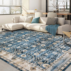 GARVEE Boho Washable Rug 8x10 for Bedroom & Living Room | Non-Slip, Non-Shedding | Pearl Velvet | Vintage Floral Design | High Traffic Areas