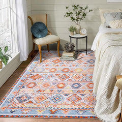 GARVEE Area Rug Vintage Rug 4x6 Bohemian Area Rugs for Living Room Southwestern Bedroom Carpet Washable Rugs for Office Dining Room Low Pile Distressed Area Rugs Orange Farmhouse Floor Cover