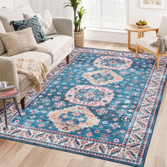 GARVEE Machine Washable Rug 8x10 Area Rugs for Living Room Bedroom Large Indoor Carpet Oriental Area Rug Oriental Rug Boho Distressed Area Rug for Bedroom Kitchen Home Office, Pink 8' x 10'