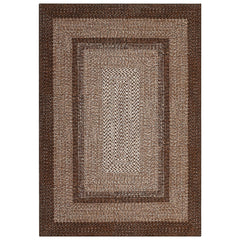 GARVEE Washable Rug 10x13 Large Area Rugs for Living Room Boho Braided Printed Rugs Bedroom Aesthetic Minimalist Rug Non Slip Accent Rug Low Pile Non-Shedding Throw Carpet Foldable Thin Rug Brown