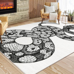 GARVEE Washable Area Rug 4x6 Bedroom Decor - Classic Gothic Black and White Snake Pattern - Durable Polyester for Living Room, Office, Yoga Room