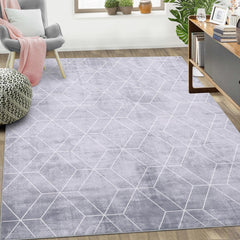 GARVEE Area Rug for Living Room 6x9, Geometric Modern Rugs for Bedroom Non Slip Machine Washable, Moroccan Large Carpet for Kids Nursery Play Room Dorm Indoor (Grey, 6x9 Feet)