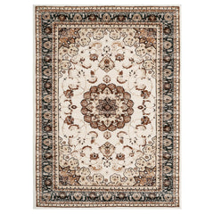 GARVEE Traditional Oriental Medallion Floral 8x10 Area Rug, Washable Vintage Stain Resistant Indoor Print Carpet for Bedroom Living Room Office Kitchen Beige