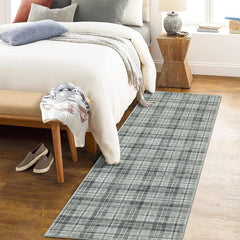 GlowSol Runner Rug Non Slip 2x6 Farmhouse Throw Rugs with Rubber Backing Washable Rugs Kitchen Rugs Tartan Rug Soft Rug No Shedding Floor Mats Modern Rug for Hallways Entry Rug Greenish Grey 2'x6'