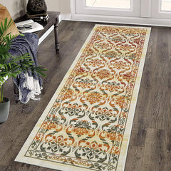 GARVEE Vintage Rugs 2x8 Washable Rug Boho Distressed Accent Rug Oriental Floral Runner Rug Low Pile Non-Shedding Thin Floor Carpet Non-Slip Entryway Rug Living Room Runners for Home Floor Decor Multi