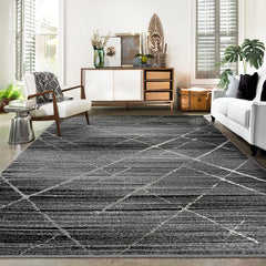 GARVEE Modern Rugs for Living Room 4x6 Non Slip No Shedding Carpet Geometric Abstract Area Rug Low Pile Floor Carpet Throw Rug Bedroom Decor Dining Room Nursery, Black