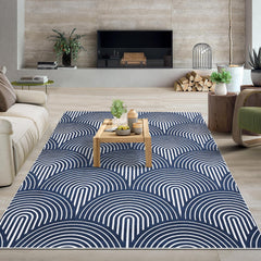 GARVEE Rugs for Living Room 5x7 Washable Rug Modern Rug Non Slip Soft Indoor Carpet Non Shedding Throw Carpet Contemporary Stripes Print Accent Rug for Bedroom Dining Room Office Home Decor Navy