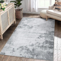 GARVEE Washable Area Rug Modern Abstract Living Room Rug Non-Slip Stain Resistant Contemporary Accent Rug Indoor Floor Carpet for Bedroom Entryway Laundry Room, 4' x 6', Grey